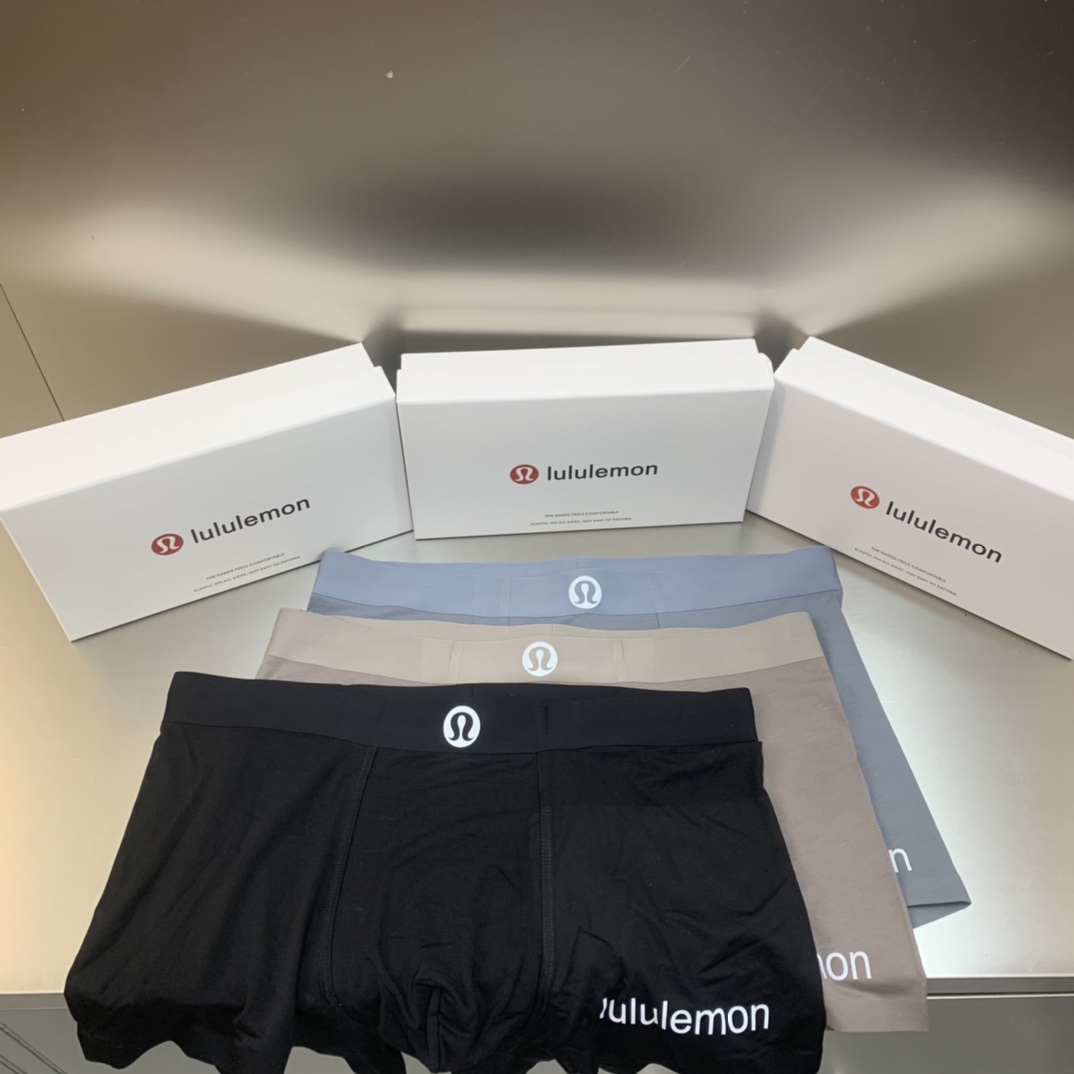 露露lululemon男士内裤高档无痕莫代尔内裤！礼盒装非常显档次！同步官方配比91%莫代尔纤维9%聚氨