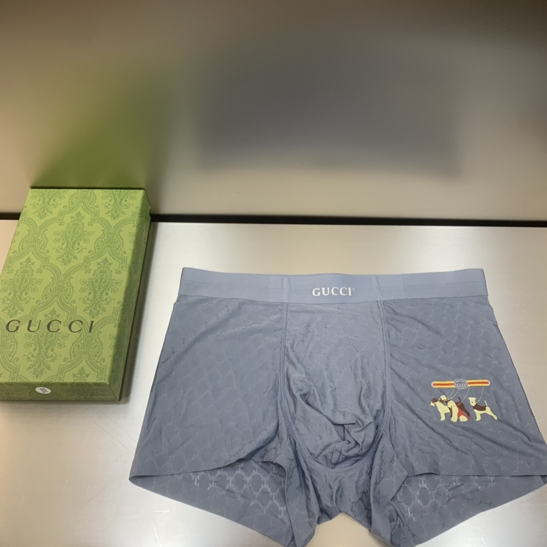 新品！原单品质！GUCCI古驰精品盒装男士内裤！外贸国外订单高品质锦纶冰丝无痕切割工艺科学配86%锦纶+