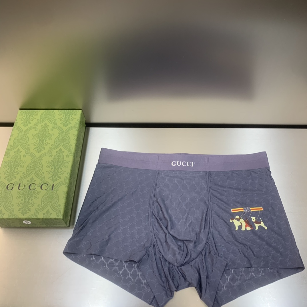 新品！原单品质！GUCCI古驰精品盒装男士内裤！外贸国外订单高品质锦纶冰丝无痕切割工艺科学配86%锦纶+