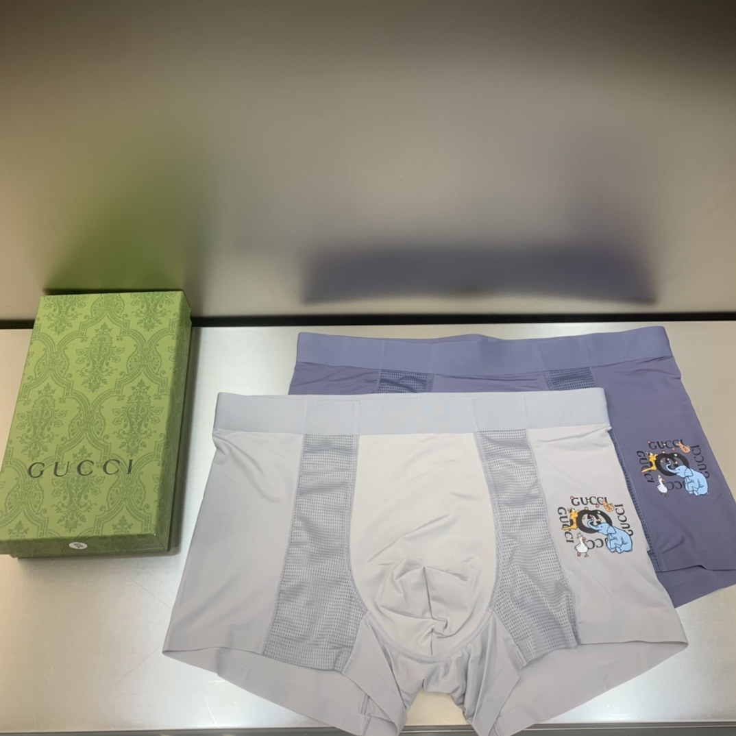 ꫛꫀꪝGo新品Gucci古驰独家首发最新版新品无痕冰丝面料平角内裤礼盒装无感男士内裤！礼盒装一盒三条推荐