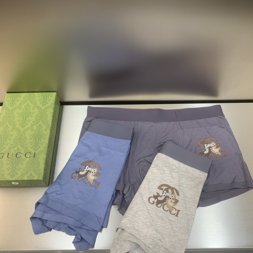 新品！原单品质！GUCCI古驰精品盒装男士内裤！外贸国外订单高品质莫代尔无痕切割工艺科学配93%莫代尔+