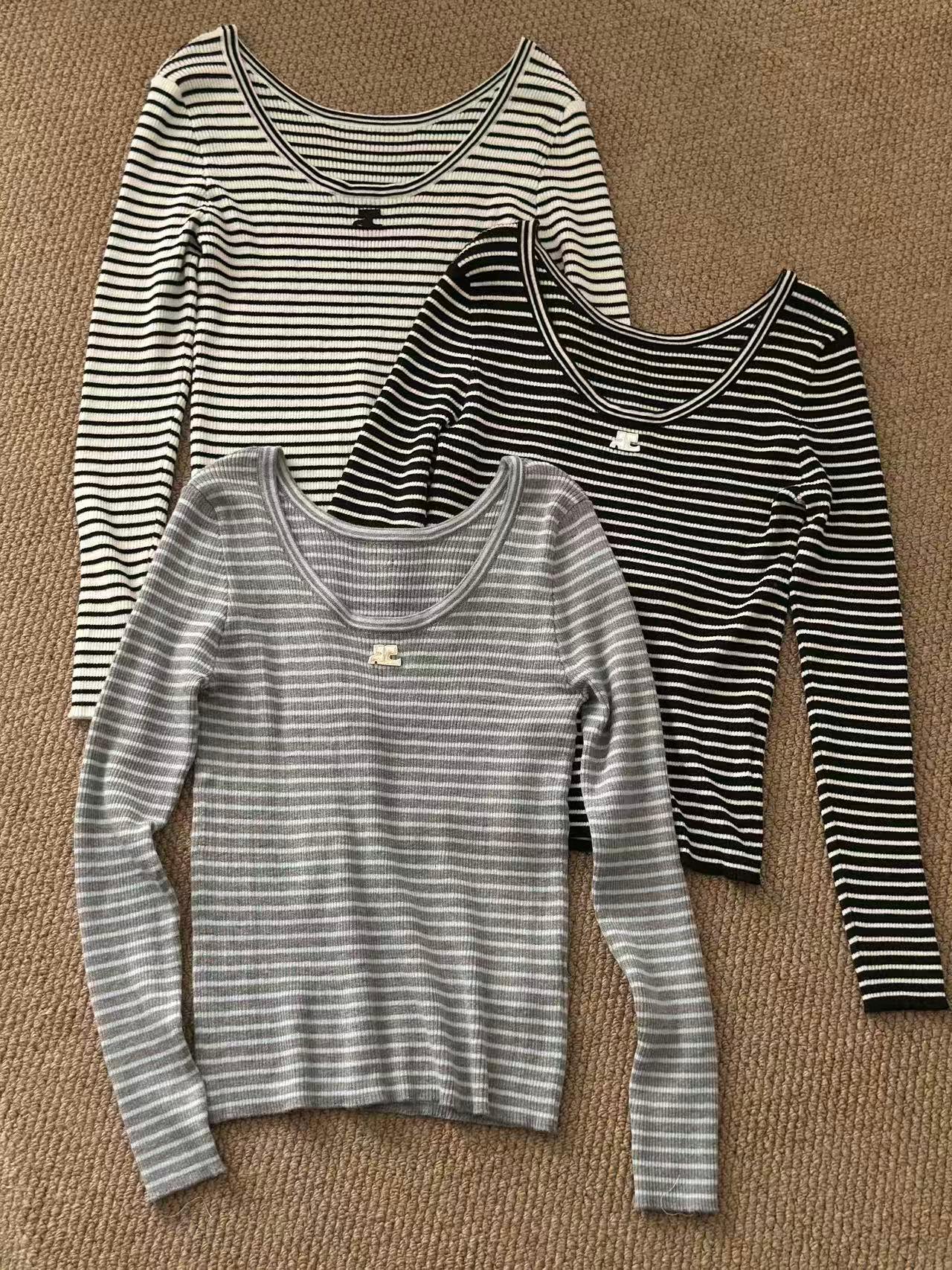 NO:500125,Courreges 25 autumn and winter new style, large U-neck striped base shirt, lazy style, three colors, one size, alexander wang19860909Courreges 25秋冬新款 大U领条纹打底衫 慵懒风十足 三色均码,,alexander wang,Women's clothing