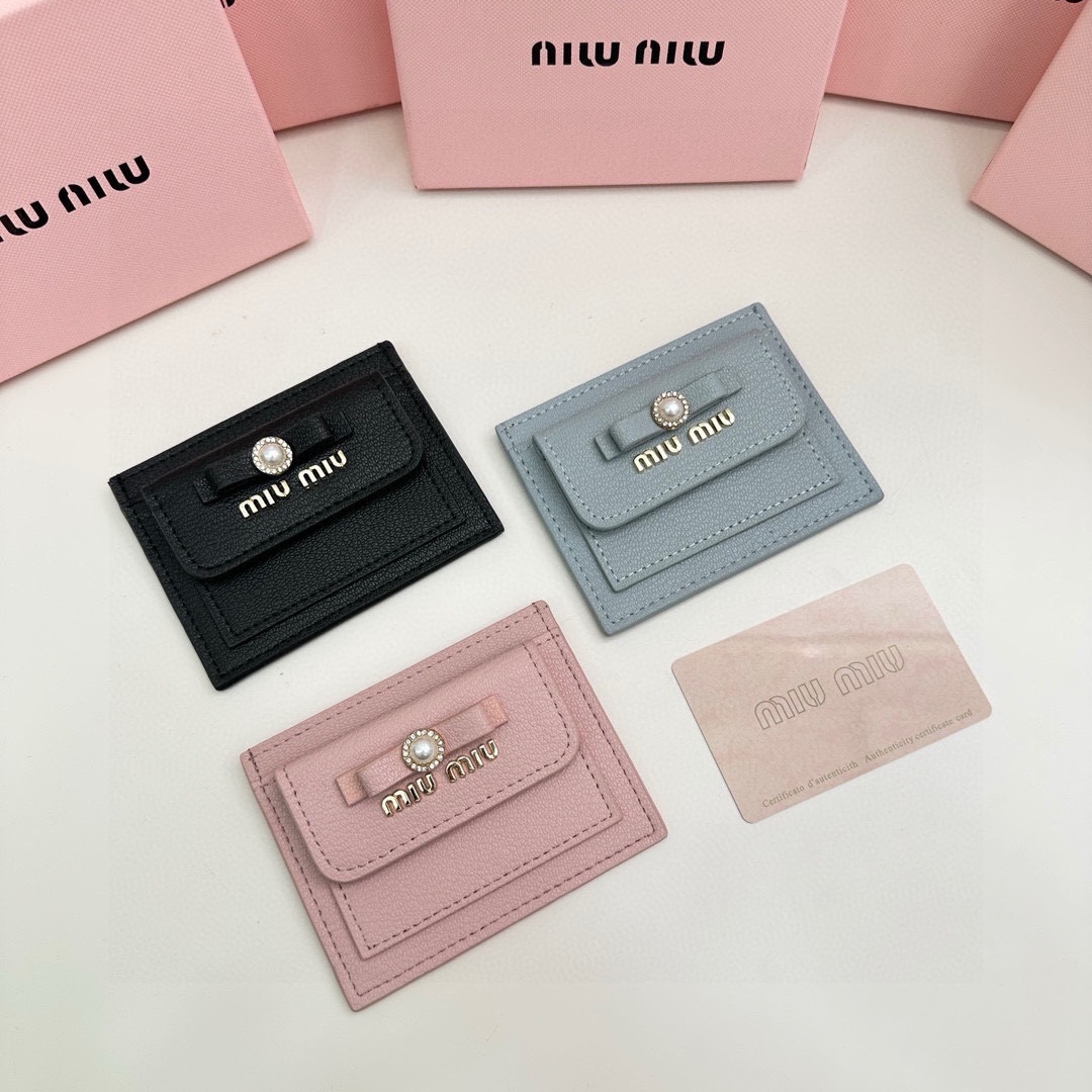 MiuMiu Wallet Black Blue Pink Cowhide Fashion