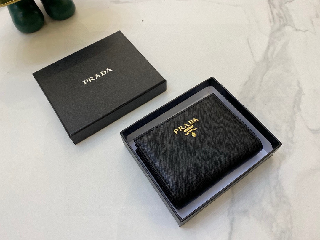 P150 | 6129 | Prada Counter New Women's Wallet, Foldable Version Cowhide Inside And Outside, Quality Workmanship, Small Body, Large Capacity Super Beautiful