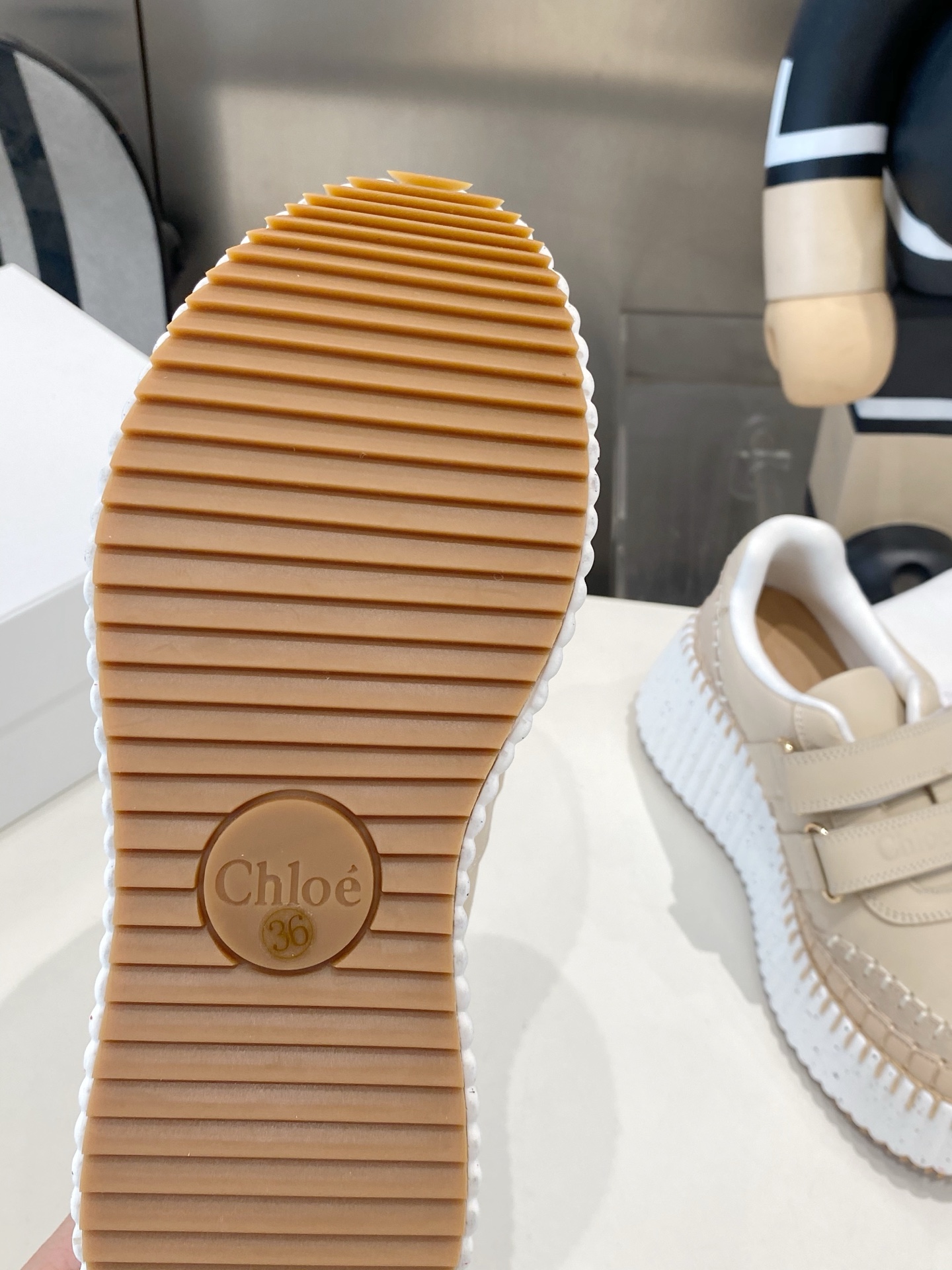 Chloé Nama LeatheCr Velcro Strap Platform Sneakers