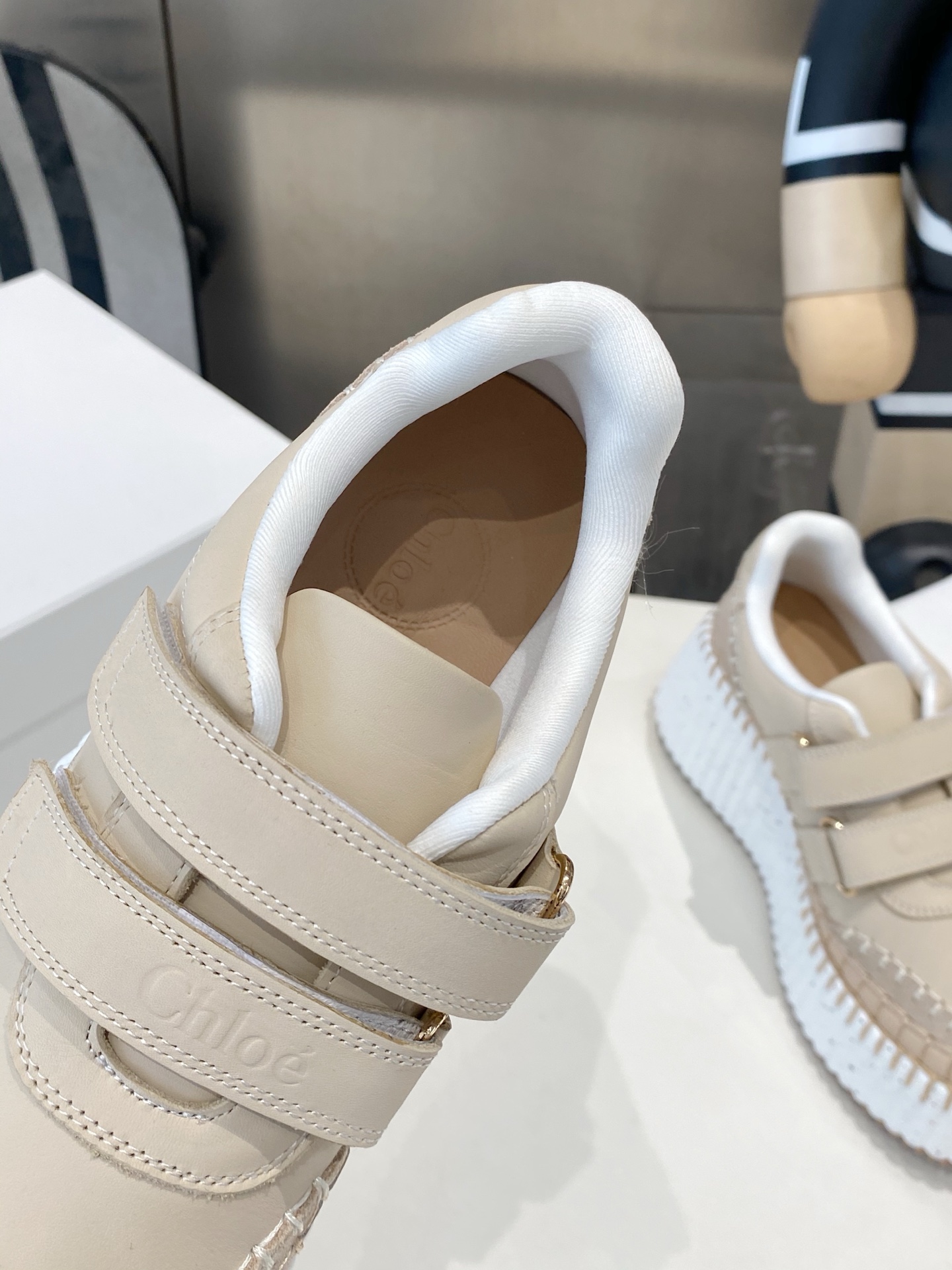 Chloé Nama LeatheCr Velcro Strap Platform Sneakers