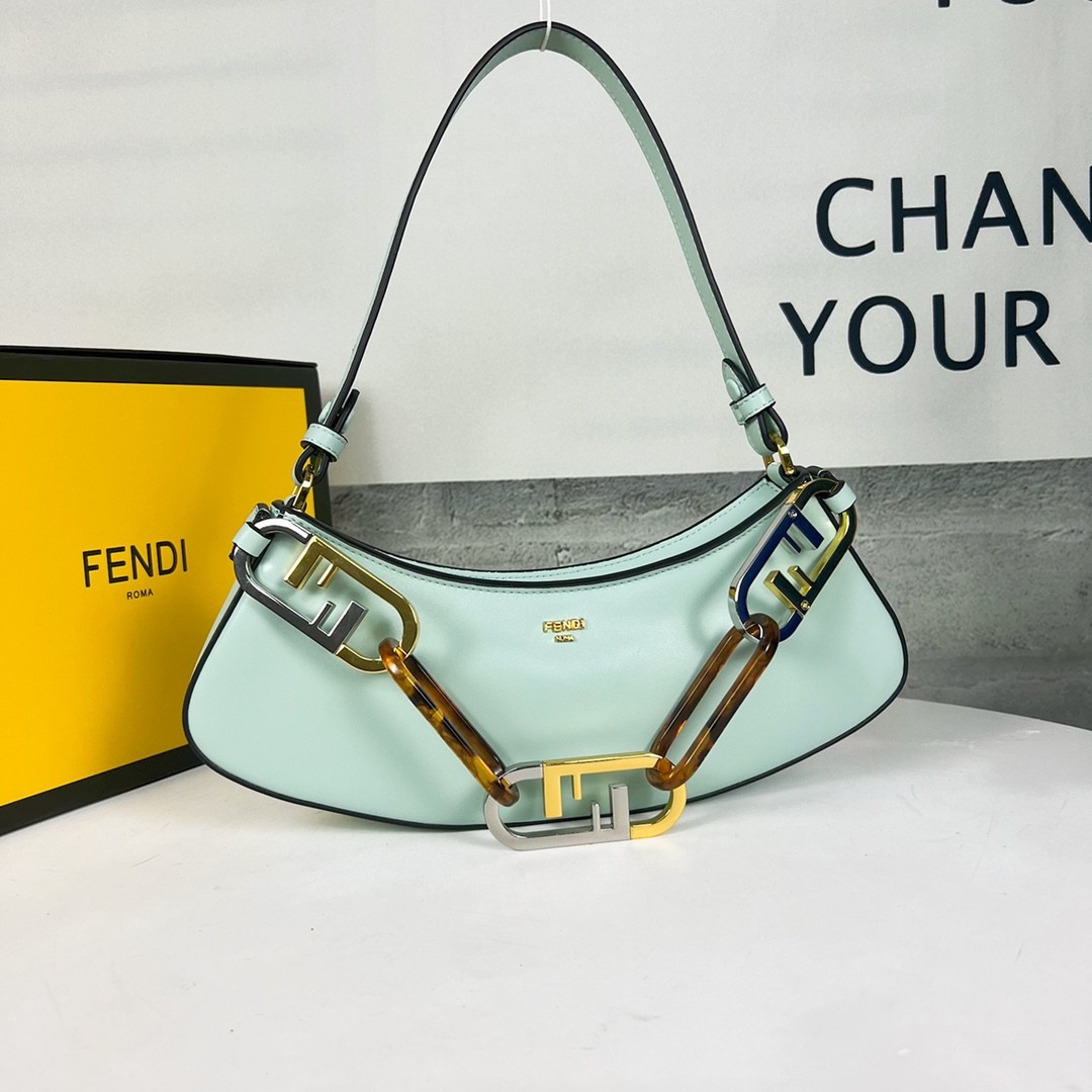 Fendi Crossbody & Shoulder Bags Gold Cowhide Chains