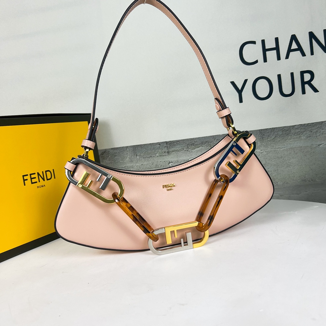 Fendi Crossbody & Shoulder Bags Designer Replica
 Gold Cowhide Chains