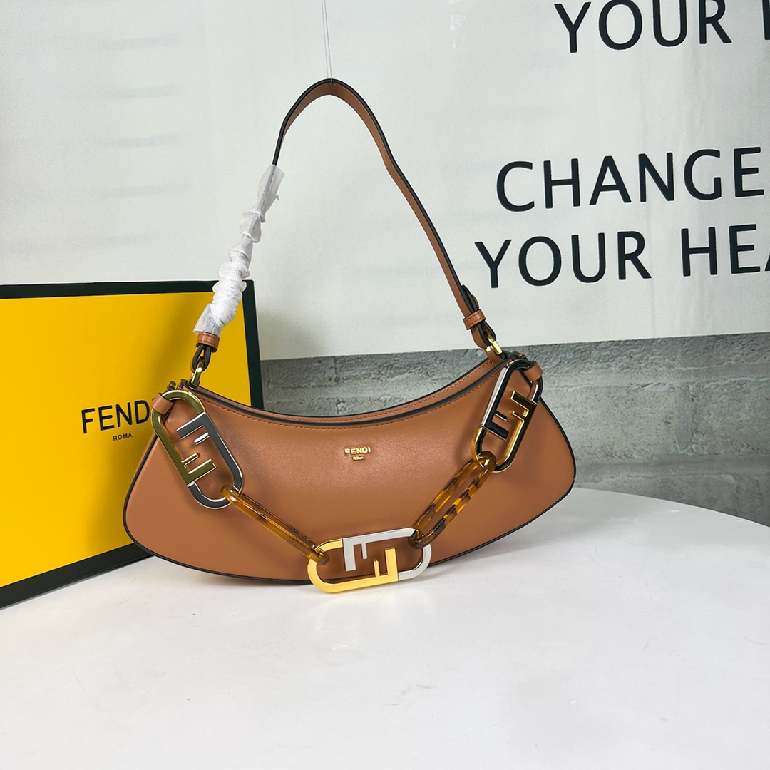 Fendi Crossbody & Shoulder Bags Gold Cowhide Chains