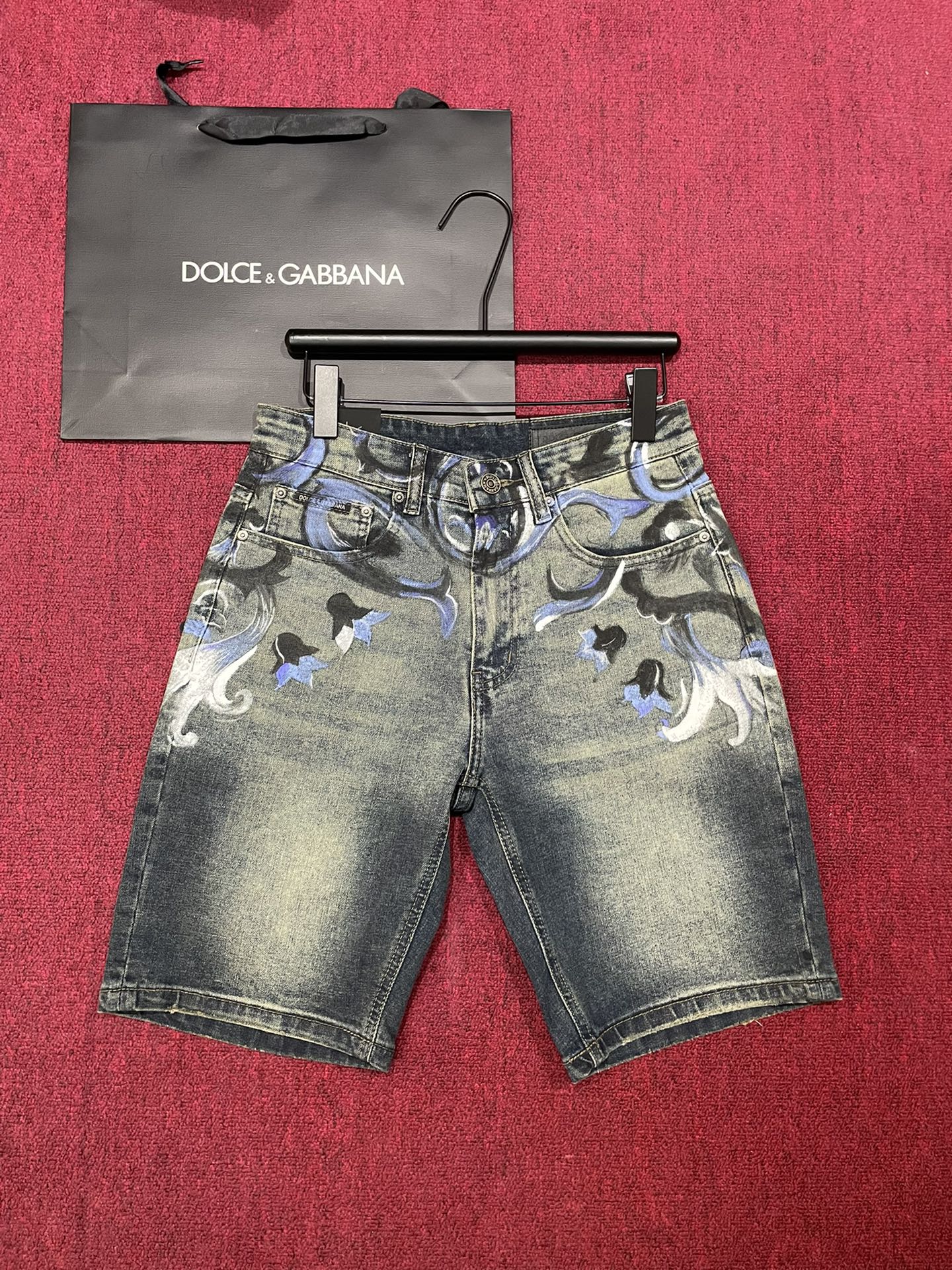 DOLCE & GABBANA Denim Shorts Blue Graphic Print, Summer Essential, Size 29-40 1 i1733248531 5974 0