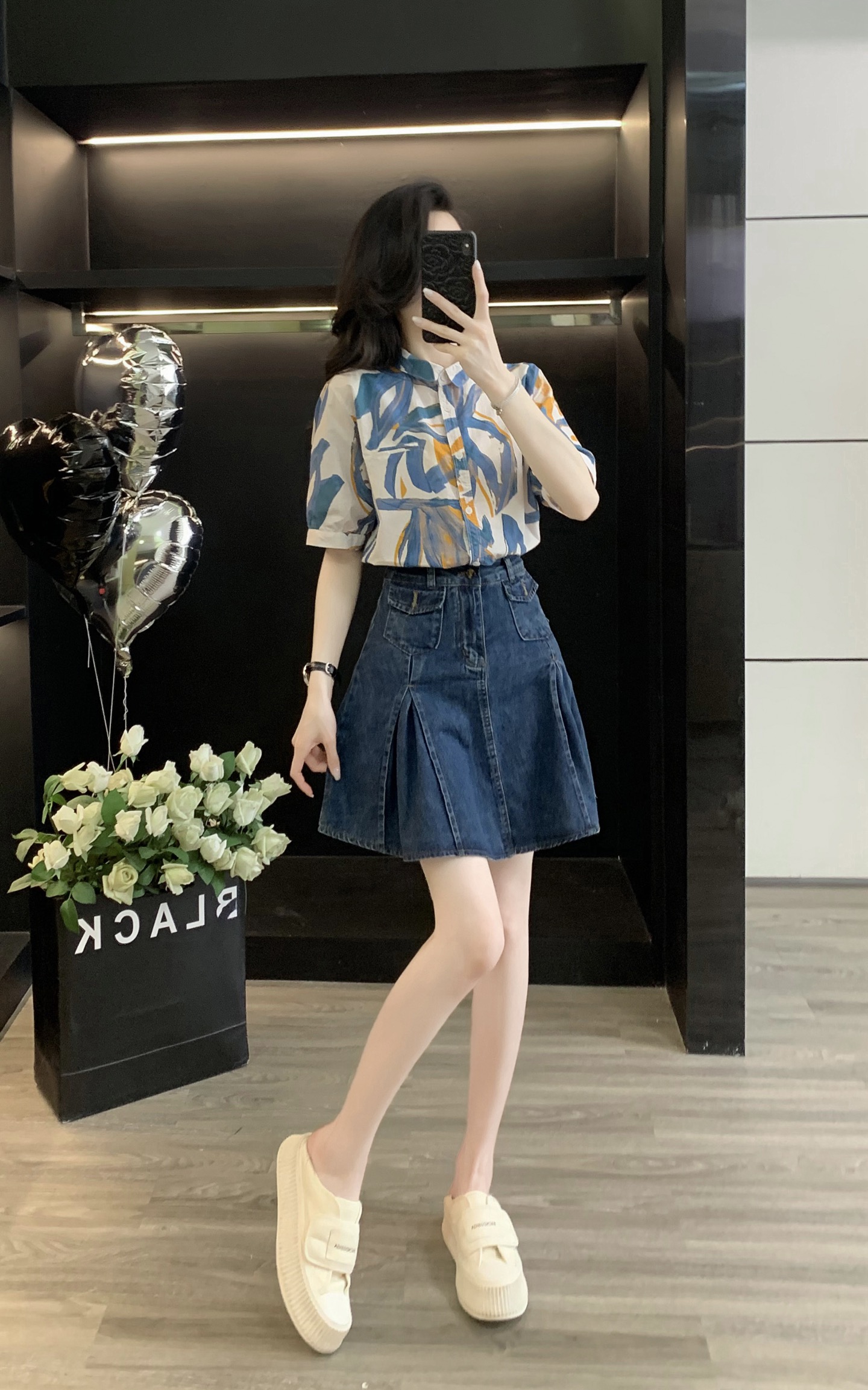 High-Quality Female Suit with Exchange Support, Summer Shirt, Cowboy Half-Dove Suit. - 图片 3