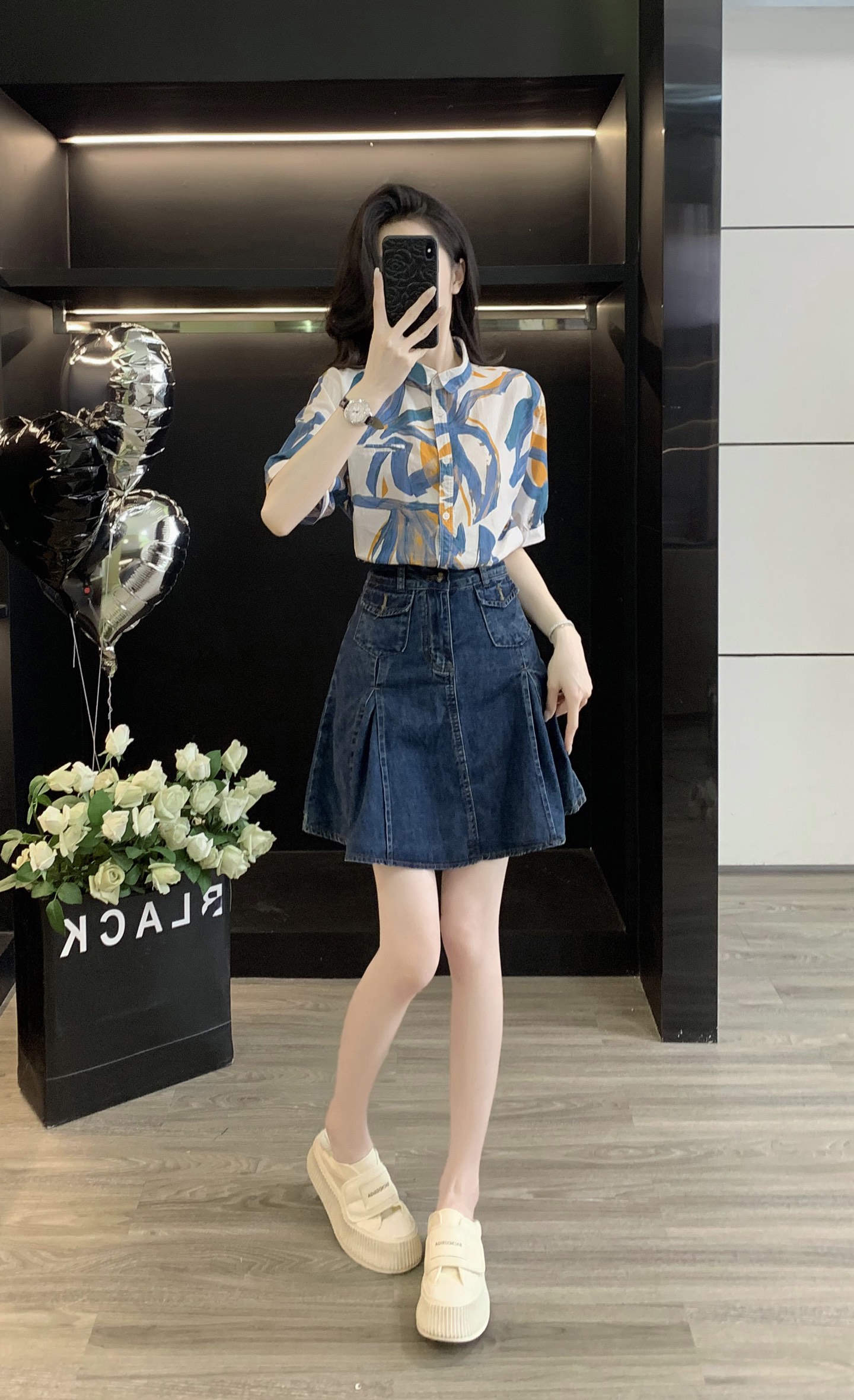 High-Quality Female Suit with Exchange Support, Summer Shirt, Cowboy Half-Dove Suit. - 图片 2