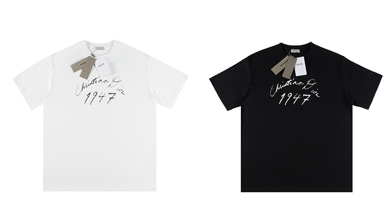 Dior 1947 Printed Cotton T-Shirt - Short Sleeve, Round Neck, Unisex Style 2 a1753441932912 1042