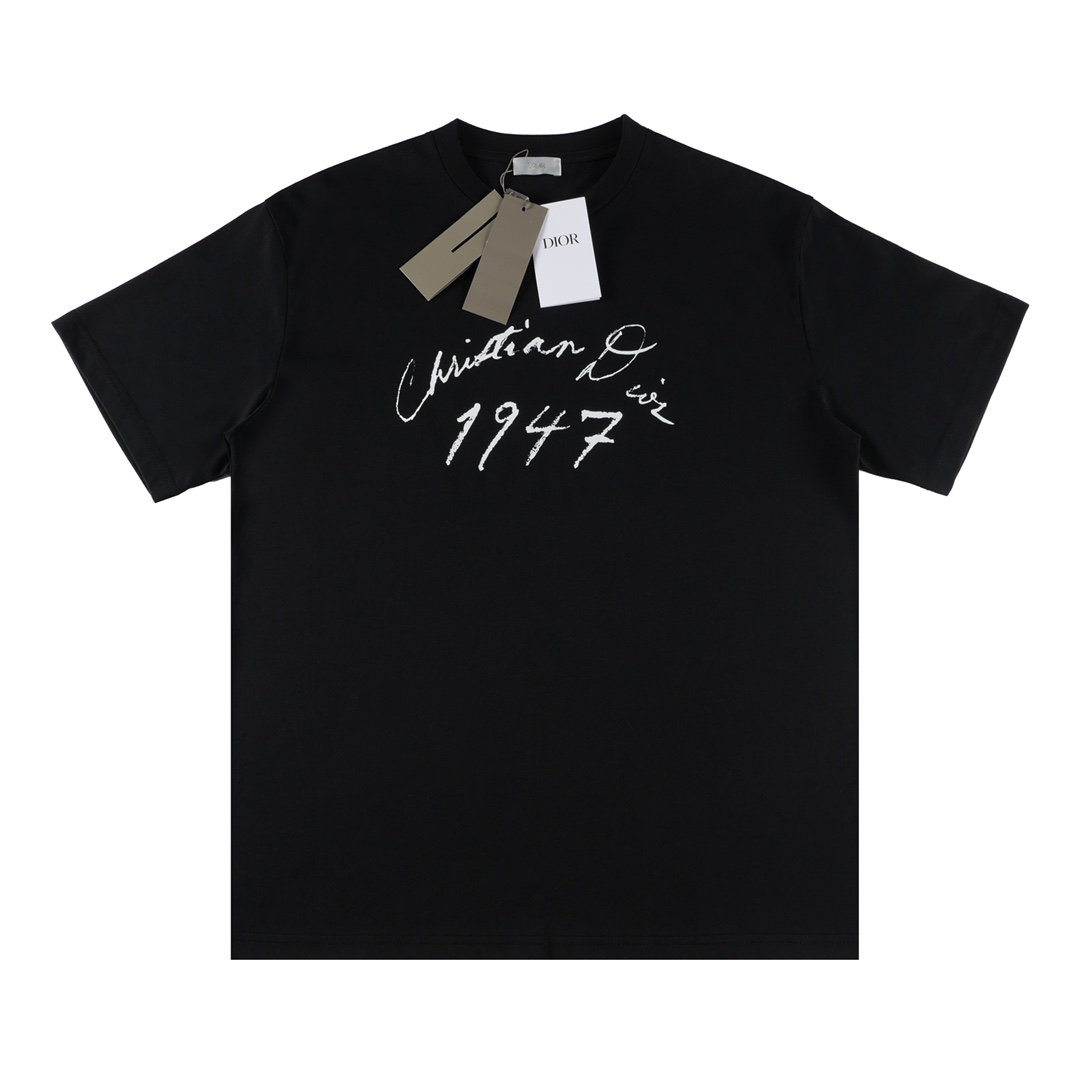 Dior 1947 Printed Cotton T-Shirt - Short Sleeve, Round Neck, Unisex Style 3 a1753441965298 1267