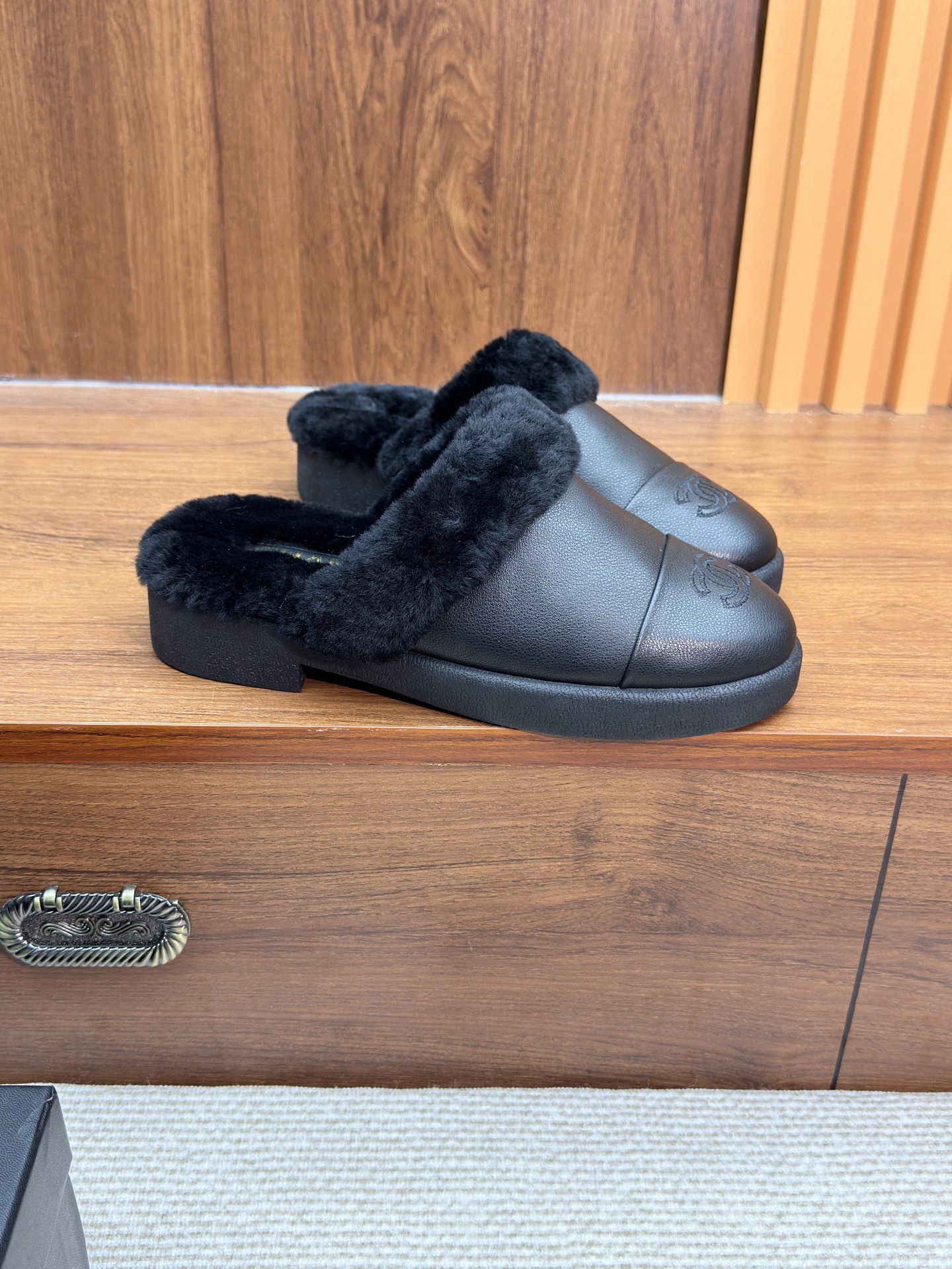 NO:612321,Black leather, half-sliding snow boots, boots19860909黑色皮面,半拖雪地靴,boots,Women's Shoes