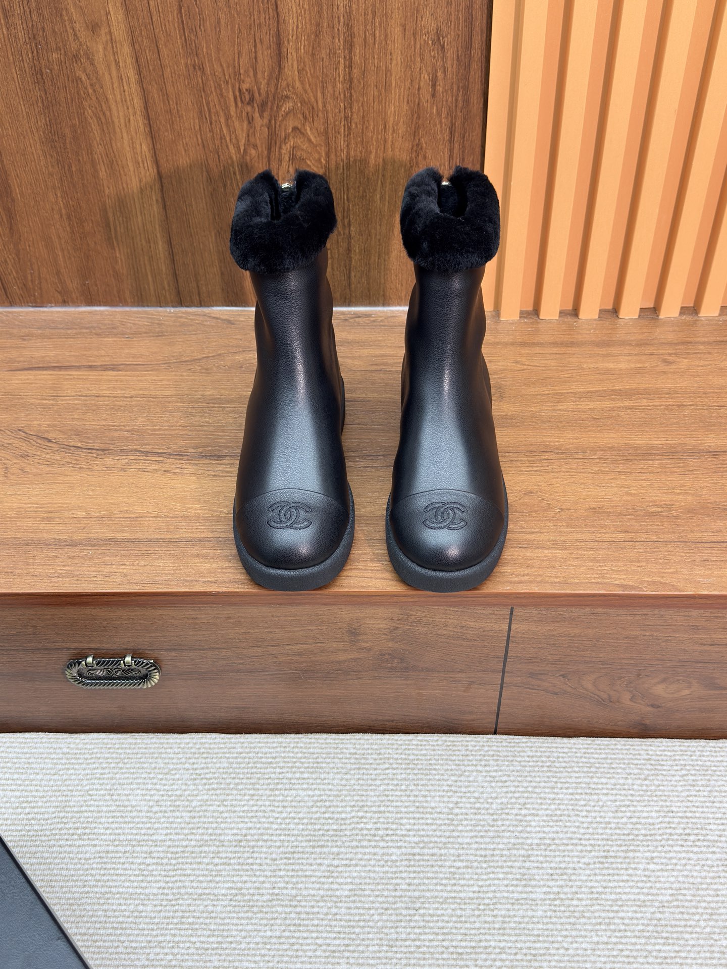 NO:612350,Black leather, half-sliding snow boots, boots19860909黑色皮面,半拖雪地靴,boots,Women's Shoes