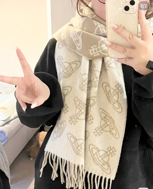 Vivienne Westwood Classic Orb Logo Scarf | Lightweight & Stylish - 50cm x 180cm 1 Vivienne Westwood Classic Orb Logo Scarf | Lightweight & Stylish - 50cm x 180cm
