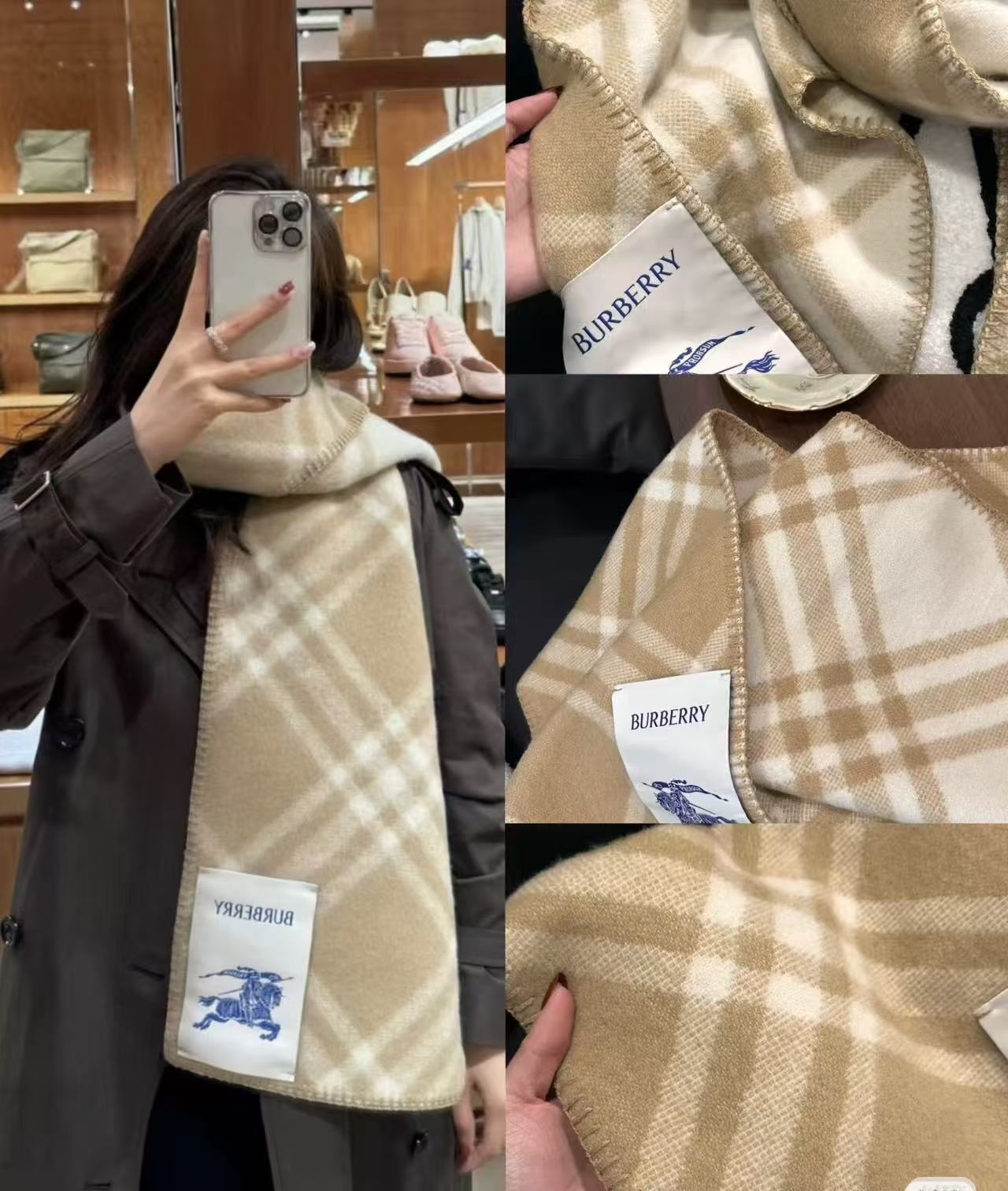 （2025最新版本缩边）
𝐁𝐔𝐑𝐁𝐄𝐑𝐑✓最新配色。 【斜格长巾】
工艺与材质完全与专柜无区别，粗犷耐用