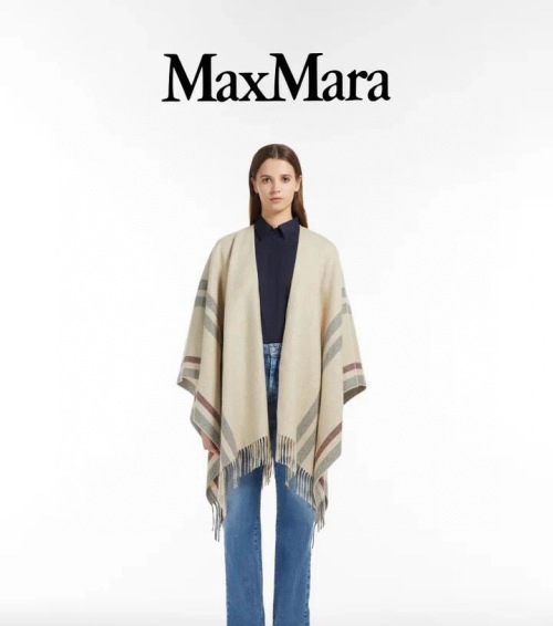 Max Mara Wool Cape Shawl with Fringe, Warm and Stylish Women's Wrap 1 Max Mara Wool Cape Shawl with Fringe, Warm and Stylish Women's Wrap