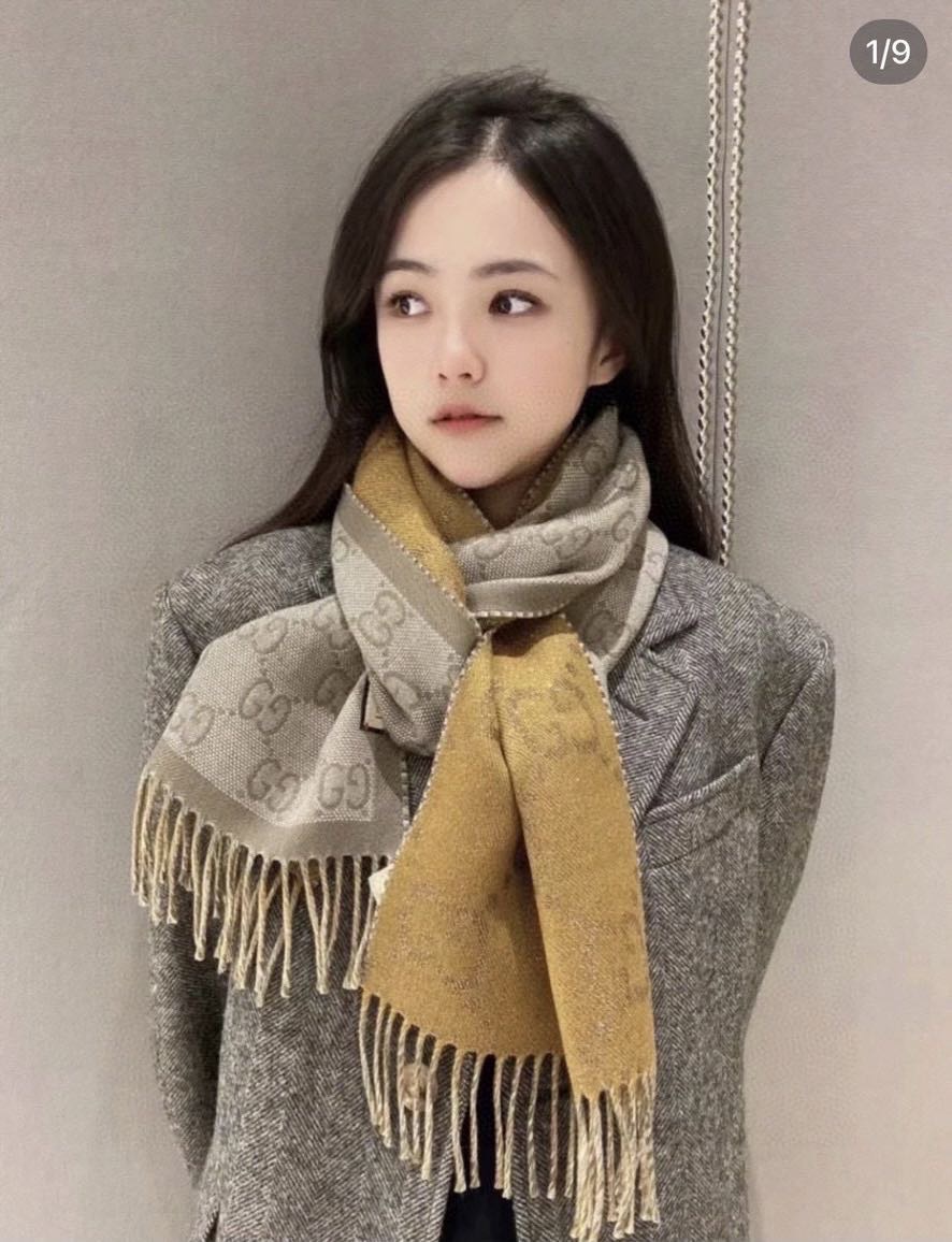 高版本 牛❗️稳稳的“高段位”！！全网最高版本❗️】时髦过冬！！Gucci秋冬新款提花双面围巾！高端奢华