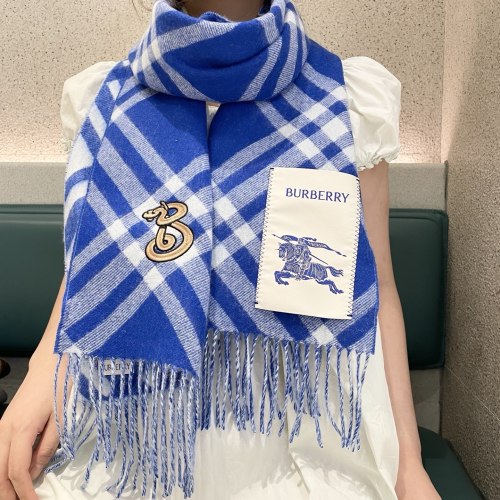 Burberry Blue Check Cashmere Scarf with Snake Embroidery 30 x 168cm 1 Burberry Blue Check Cashmere Scarf with Snake Embroidery 30 x 168cm