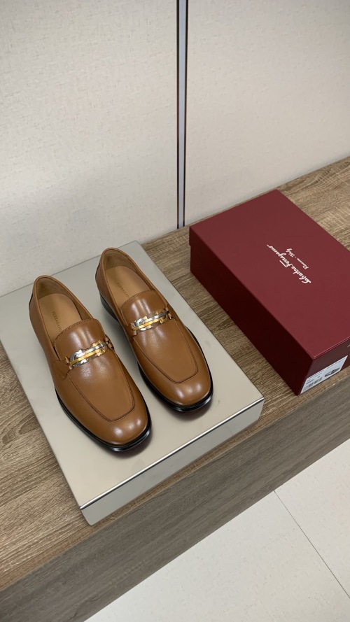 Salvatore Ferragamo Men's Leather Loafers with Buckle Detail 1 Salvatore Ferragamo Men's Leather Loafers with Buckle Detail