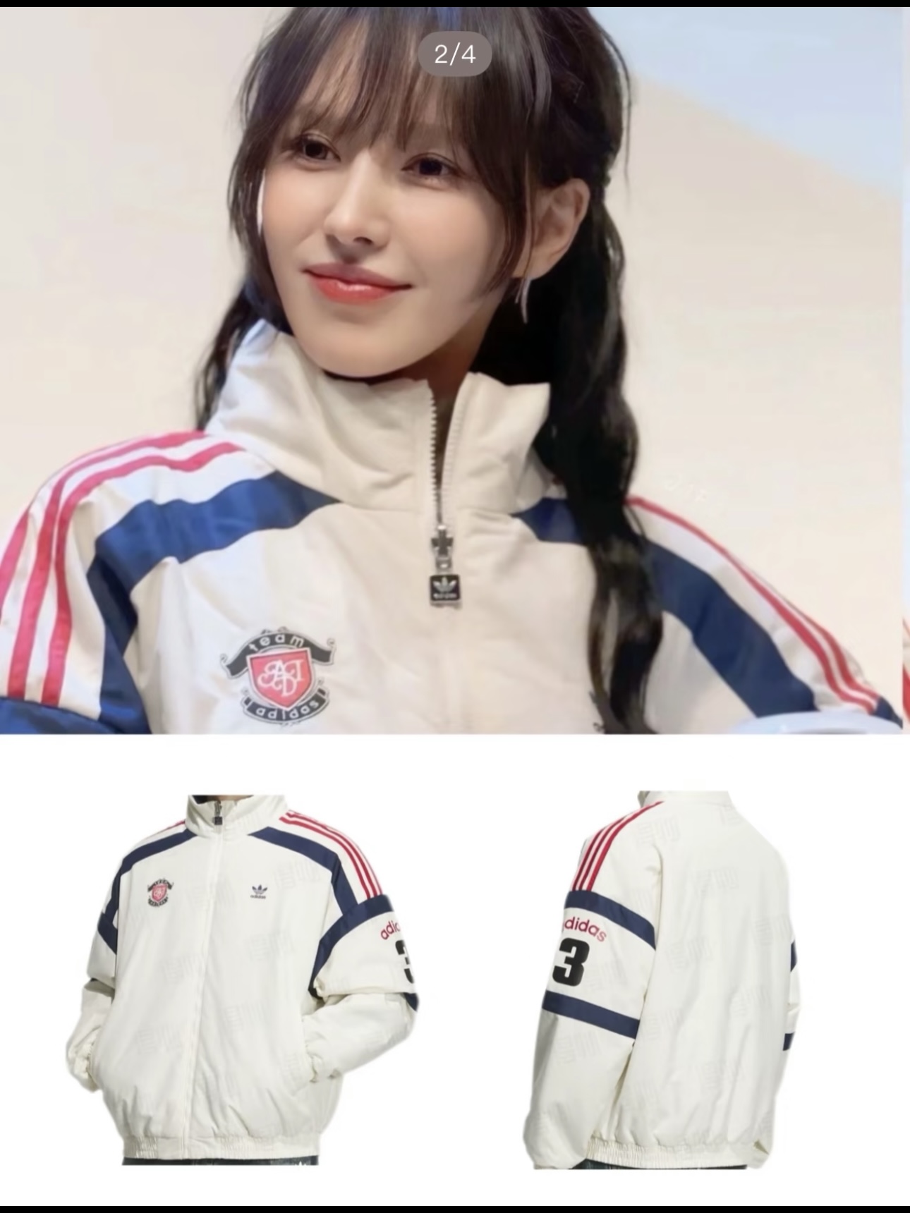 阿迪宽松保暖双面穿运动棉服 2