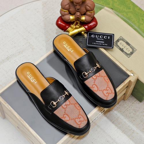 Gucci Men's Leather and GG Canvas Mule Loafers - Comfortable Slip-Ons