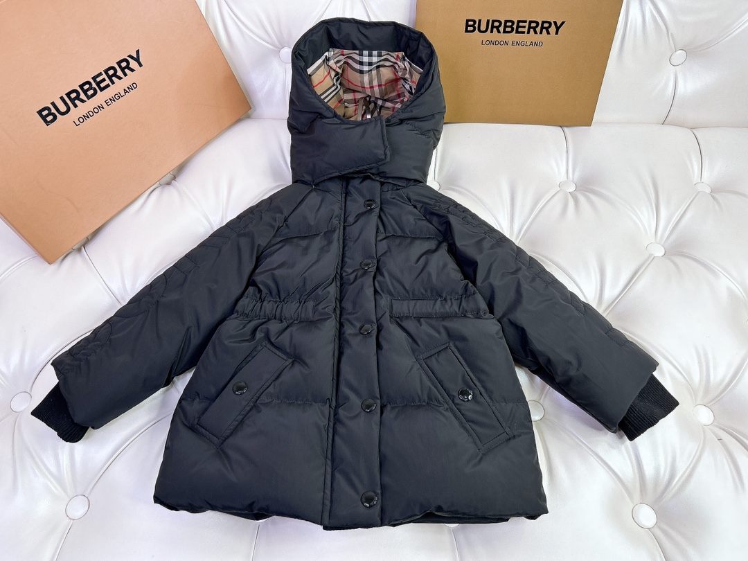 Burberry Clothing Down Jacket Black White Goose Down Winter Collection