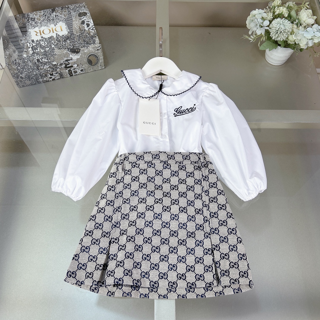 “GUCC* Defined Series: Doll-Collar Skirts and Cotton Shirts, Original 1:1 Cowboy Design” - 图片 1