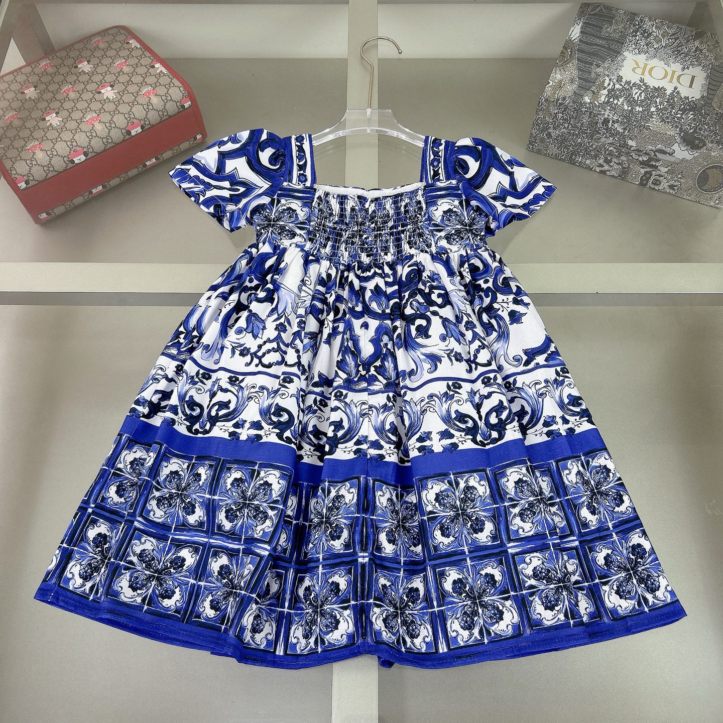 Dolce & Gabbana Girls' Blue and White Porcelain Print Linen Dress 3 i1740988907787 5745 0 1