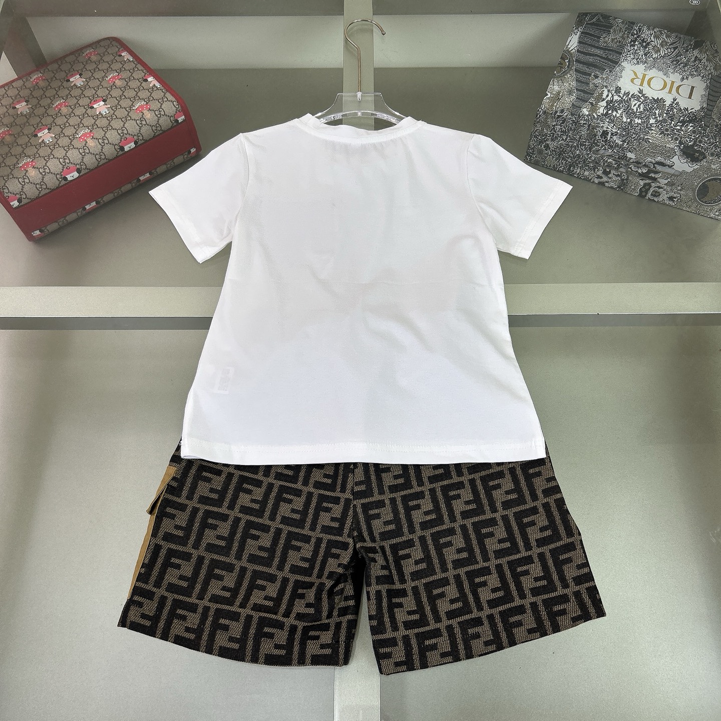 Fendi Kids' Cotton Blend Set: Short-Sleeve Tee and Patterned Shorts Set 3 i1740990184186 2996 0 1