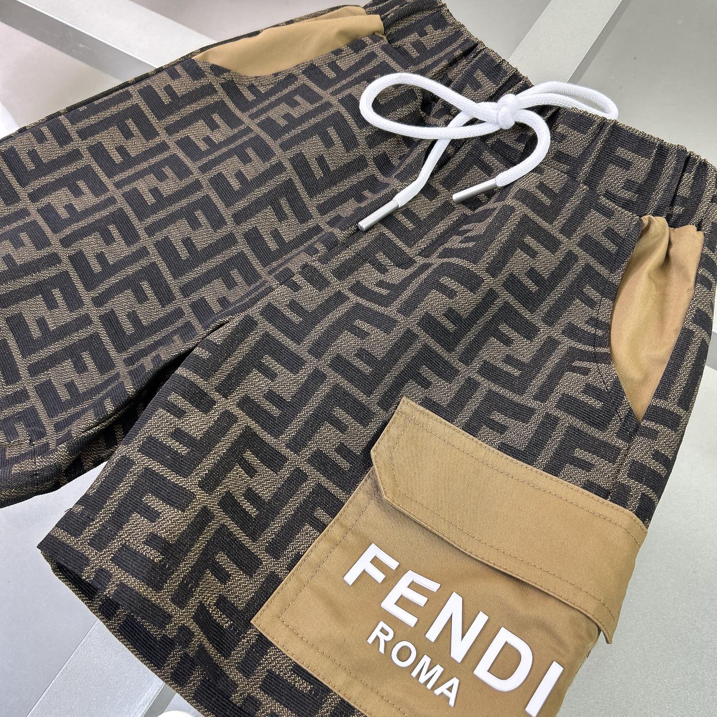 Fendi Kids' Cotton Blend Set: Short-Sleeve Tee and Patterned Shorts Set 10 i1740990185931 6496 0 8
