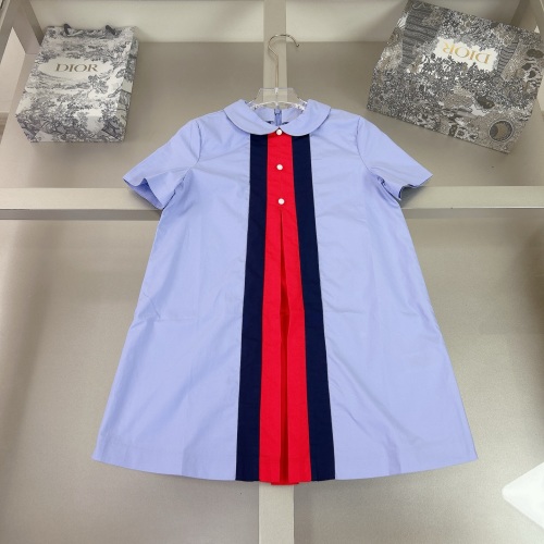 Elegant Girl's Dress with Pleated Skirt and Retro Collar, Sizes 100-160cm 1 Elegant Girl's Dress with Pleated Skirt and Retro Collar, Sizes 100-160cm