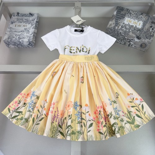 Fendi Girls' Floral Skirt Set - Stylish Cotton Outfit for Young Fashionistas 1 Fendi Girls' Floral Skirt Set - Stylish Cotton Outfit for Young Fashionistas