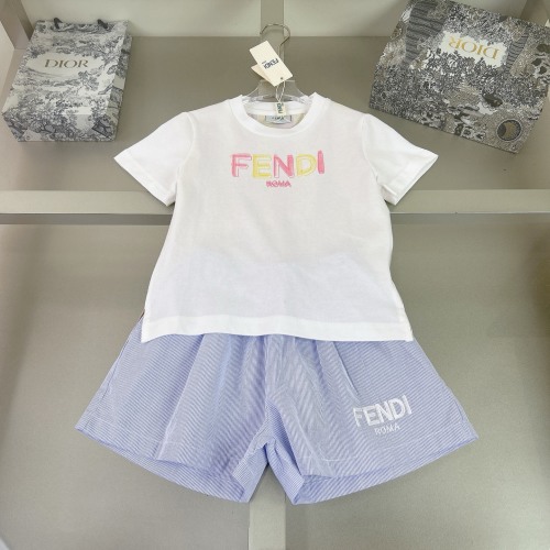 Fendi Kids' Summer Set: Embroidered Tee & Cotton Shorts - Original Quality 1 Fendi Kids' Summer Set: Embroidered Tee & Cotton Shorts - Original Quality