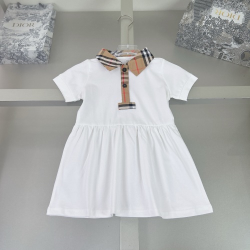 Burberry Baby Girl's White Cotton Polo Dress with Check Trim 1 Burberry Baby Girl's White Cotton Polo Dress with Check Trim