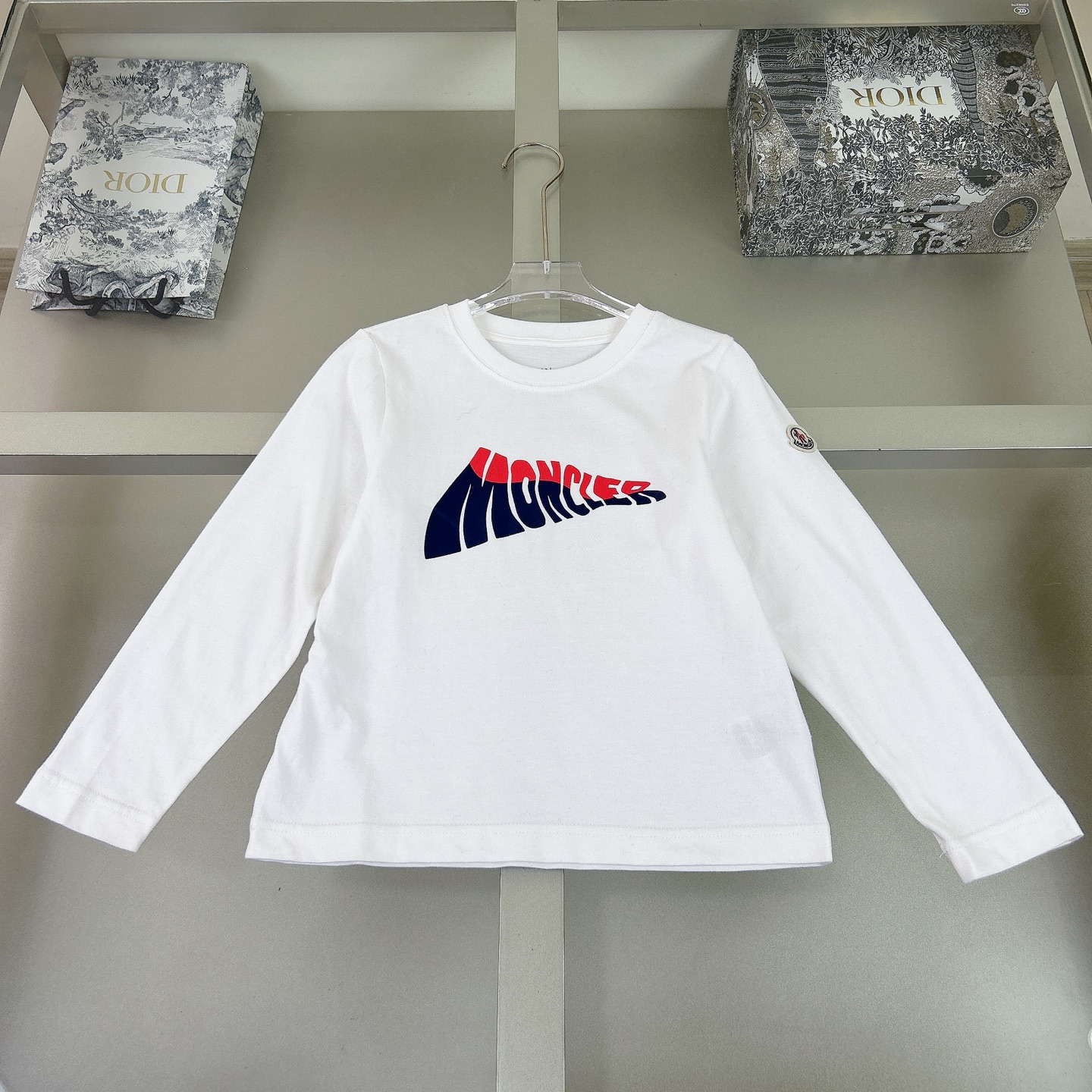 Moncler Kids' White Long Sleeve T-Shirt with Logo Print (Sizes 110-160cm)