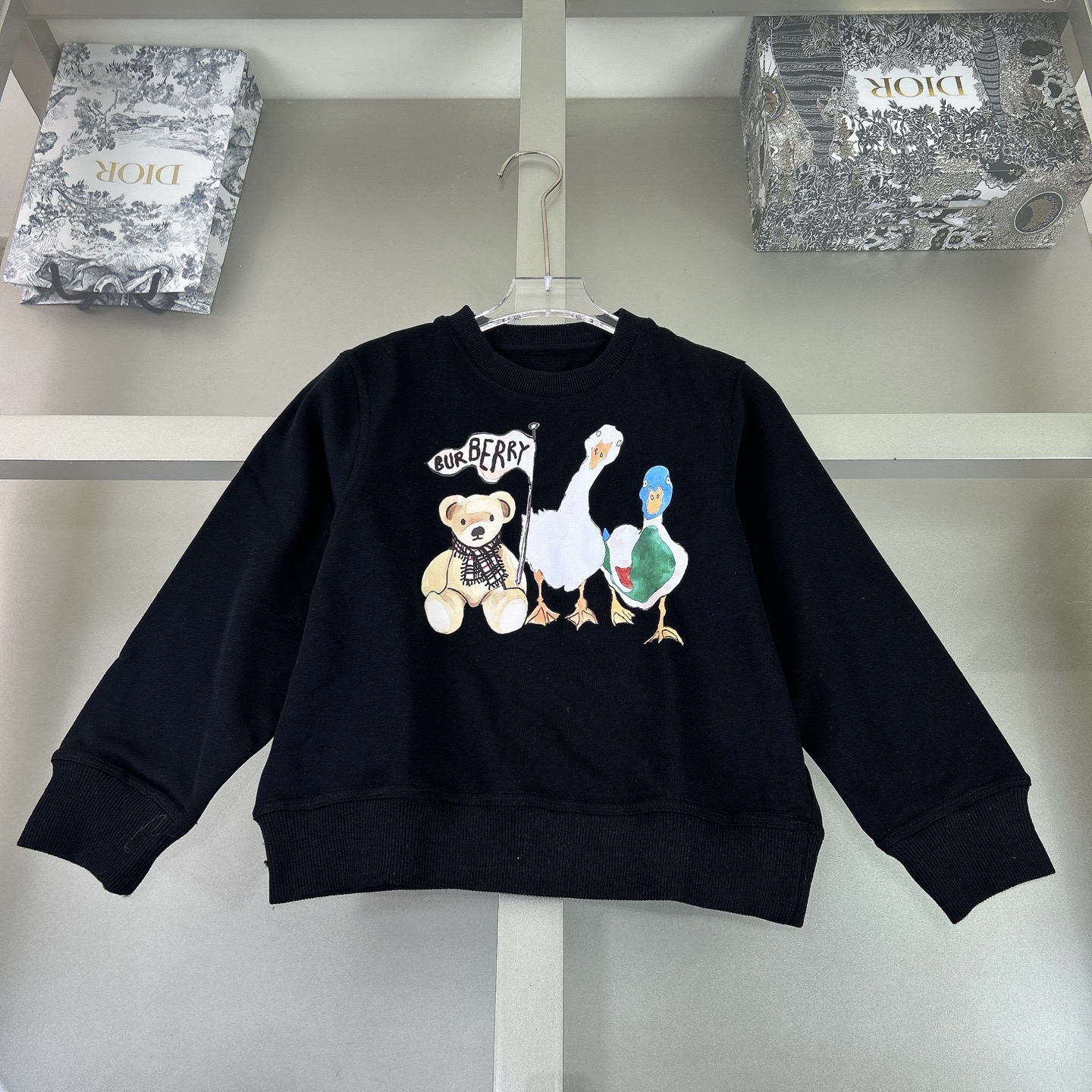 Burberry Kids' Black Teddy Bear & Duck Print Cotton Sweatshirt