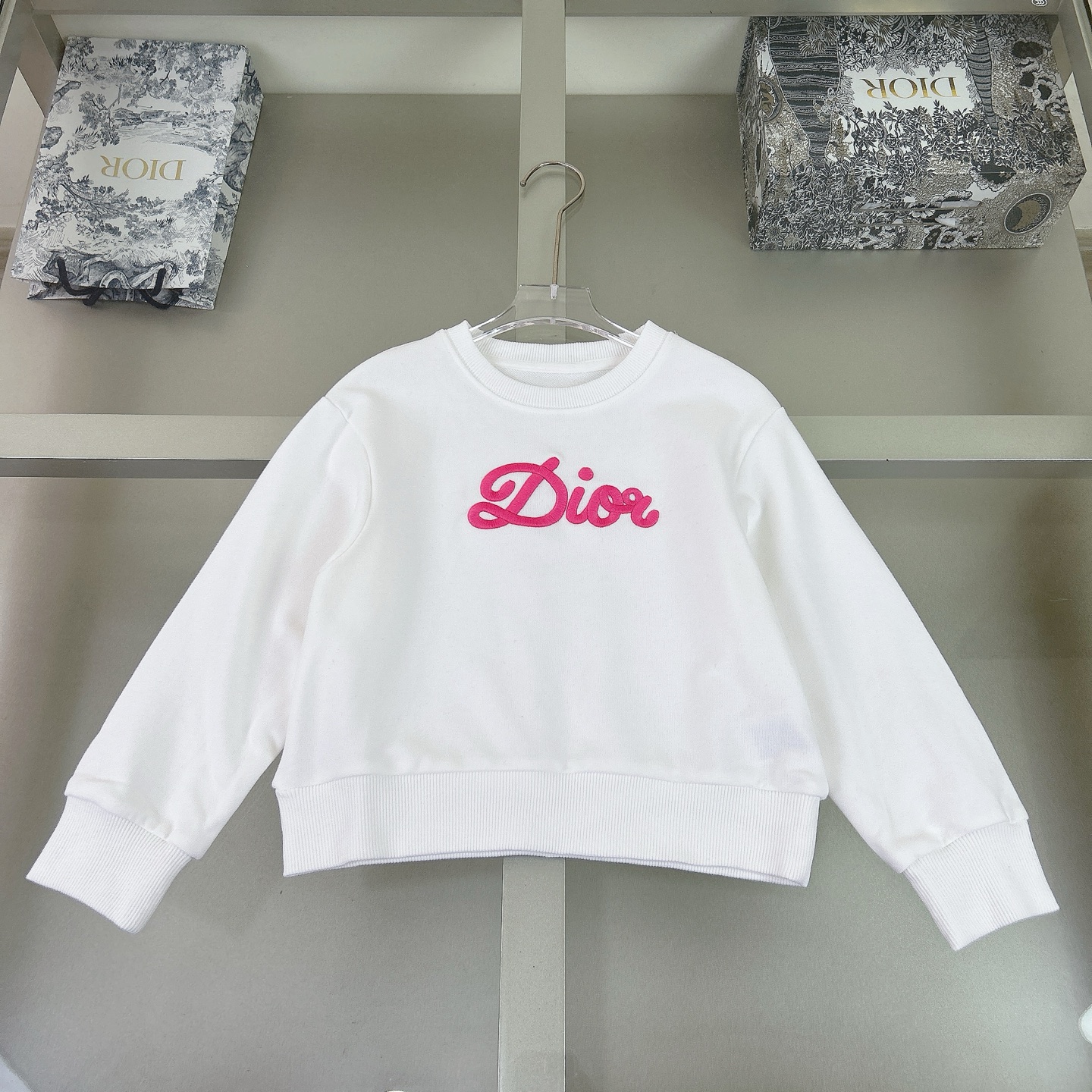 Dior White Logo Cotton Sweatshirt, Casual Fit For Everyday Wear