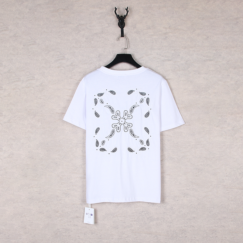 Off-White Cashew Nuts Embroidered T-Shirt in Black and White – Size S/M/L/XL - 图片 4