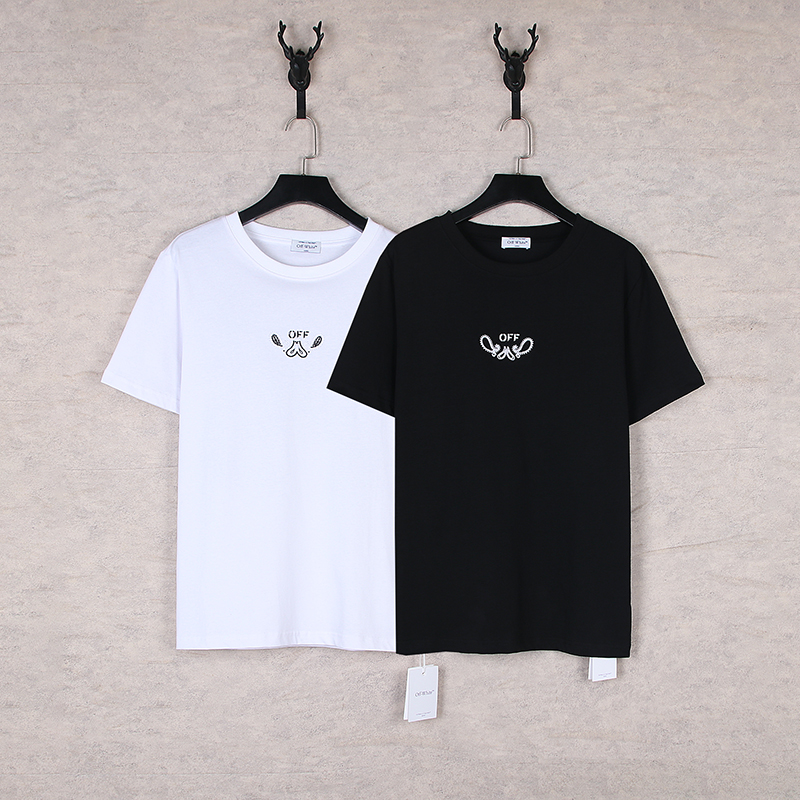 Off-White Cashew Nuts Embroidered T-Shirt in Black and White – Size S/M/L/XL