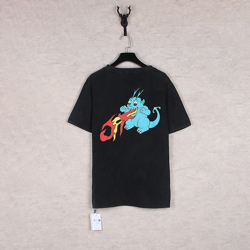 Off-White Fire Dragon T-shirt: Retrograde Style with Unique Old Water Washing