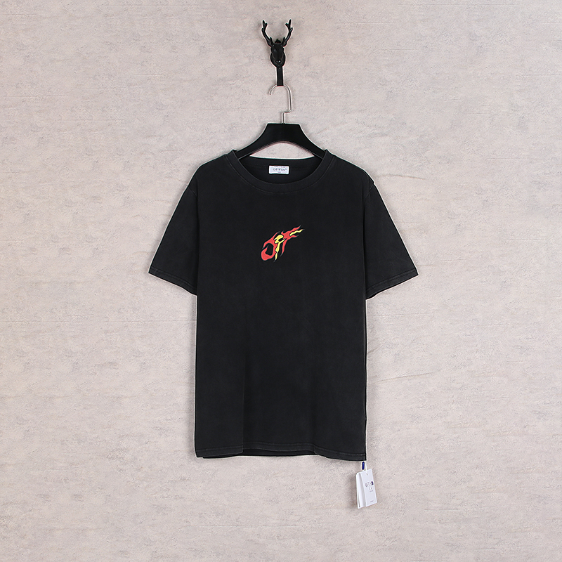 Off-White Fire Dragon T-shirt: Retrograde Style with Unique Old Water Washing - 图片 2
