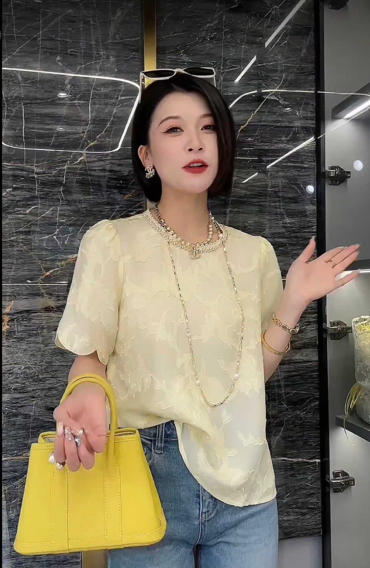 Elegant Silk Round Neck Beaded Short Sleeve Top - Summer 2025 Collection 1 a1747107813575 4881