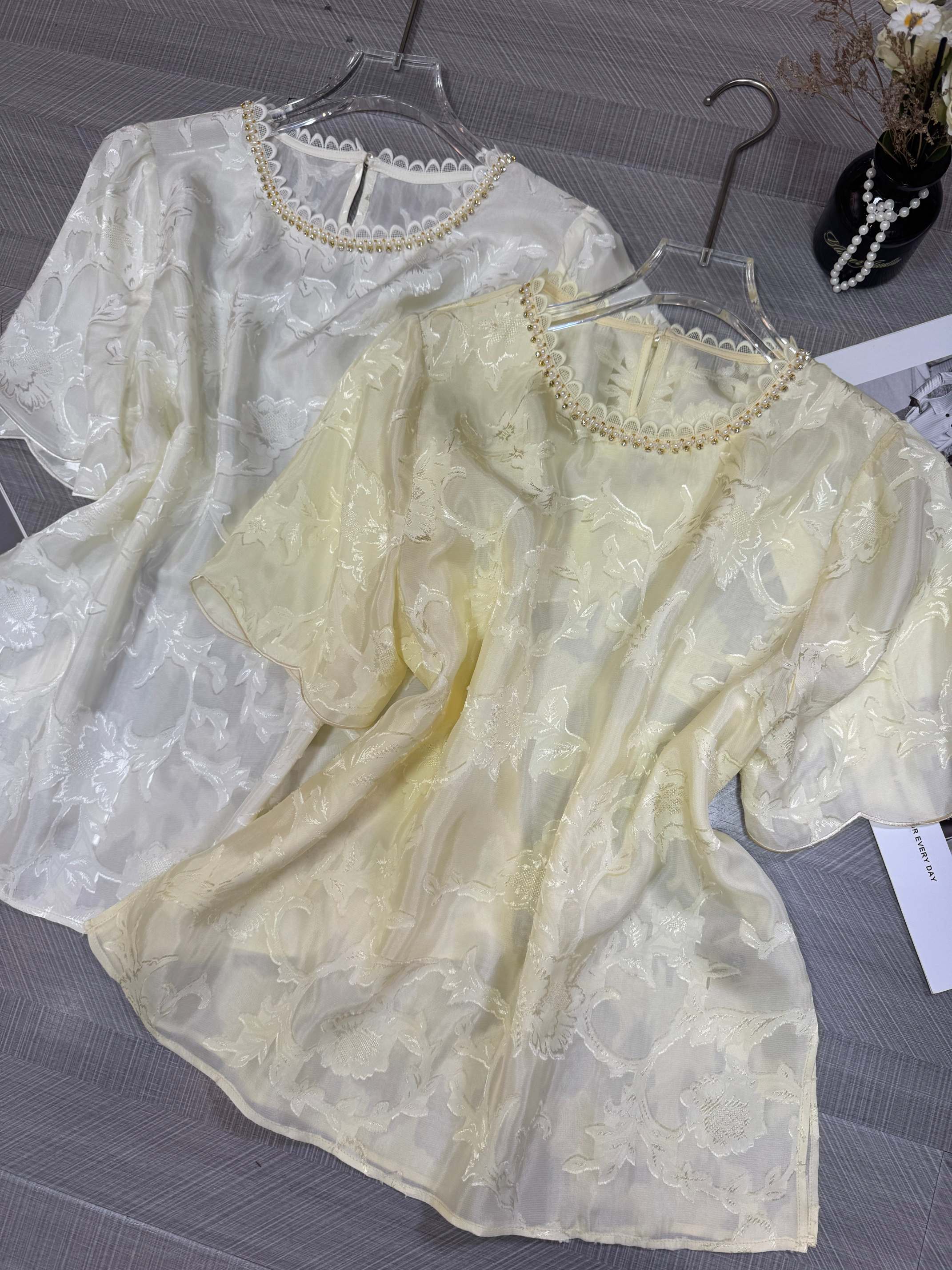 Elegant Silk Round Neck Beaded Short Sleeve Top - Summer 2025 Collection 6 a1747107817335 4001