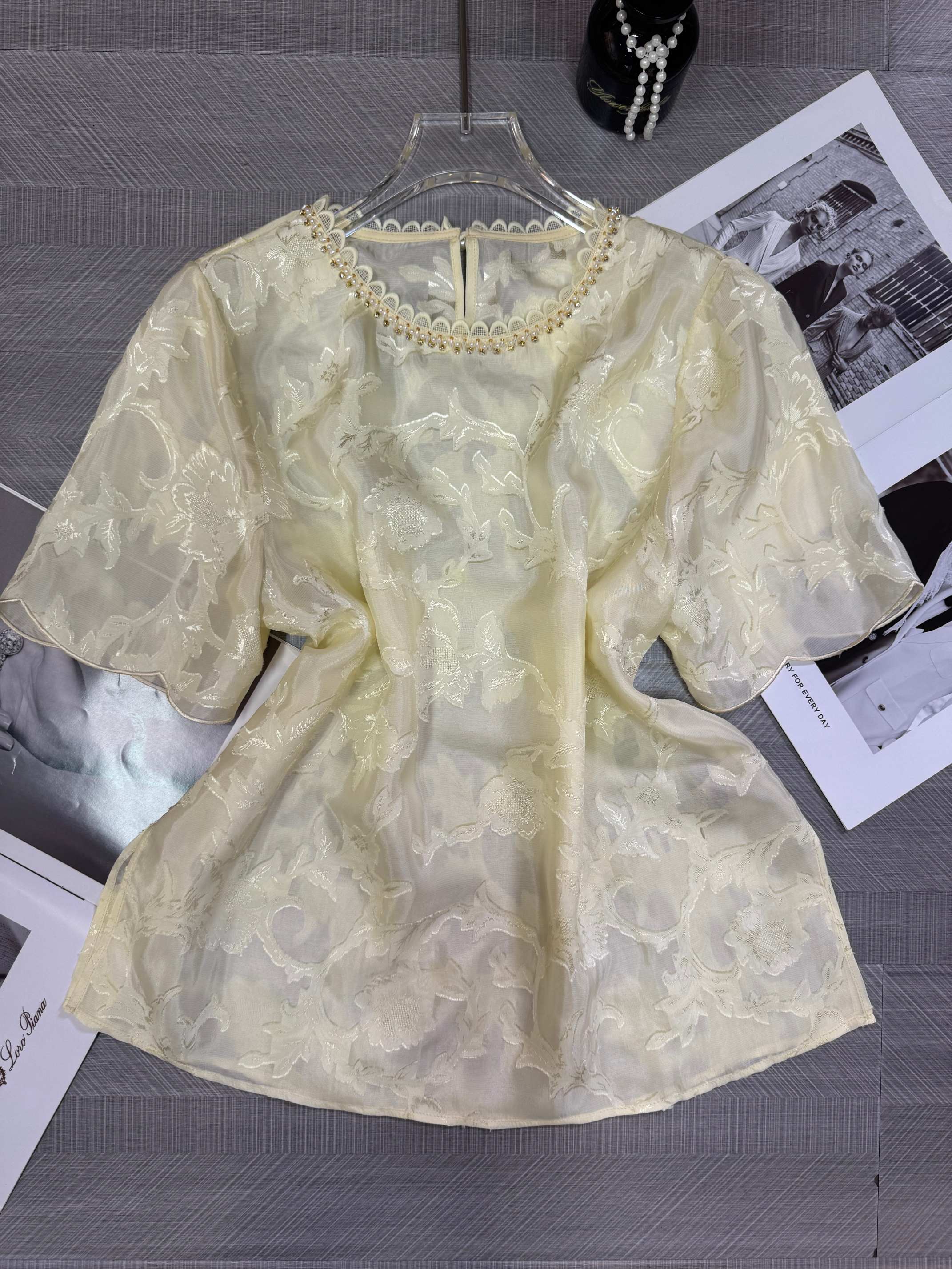 Elegant Silk Round Neck Beaded Short Sleeve Top - Summer 2025 Collection 9 a1747107817439 1012
