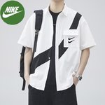 Nike Clothing Shirts & Blouses Beige Grey Black White Splicing Unisex