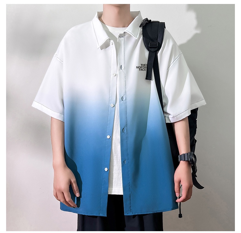 💰105 The north face 北面 渐变扎染工艺 男女同款 宽松大码情侣中性风扎染暗黑街潮 短袖五分袖衬衫 时尚潮流 上身舒适透气 谁穿谁好看的一款衬衫外套 可叠穿可单穿都好看 衣橱必备神器
颜色：图片色
尺码：图9