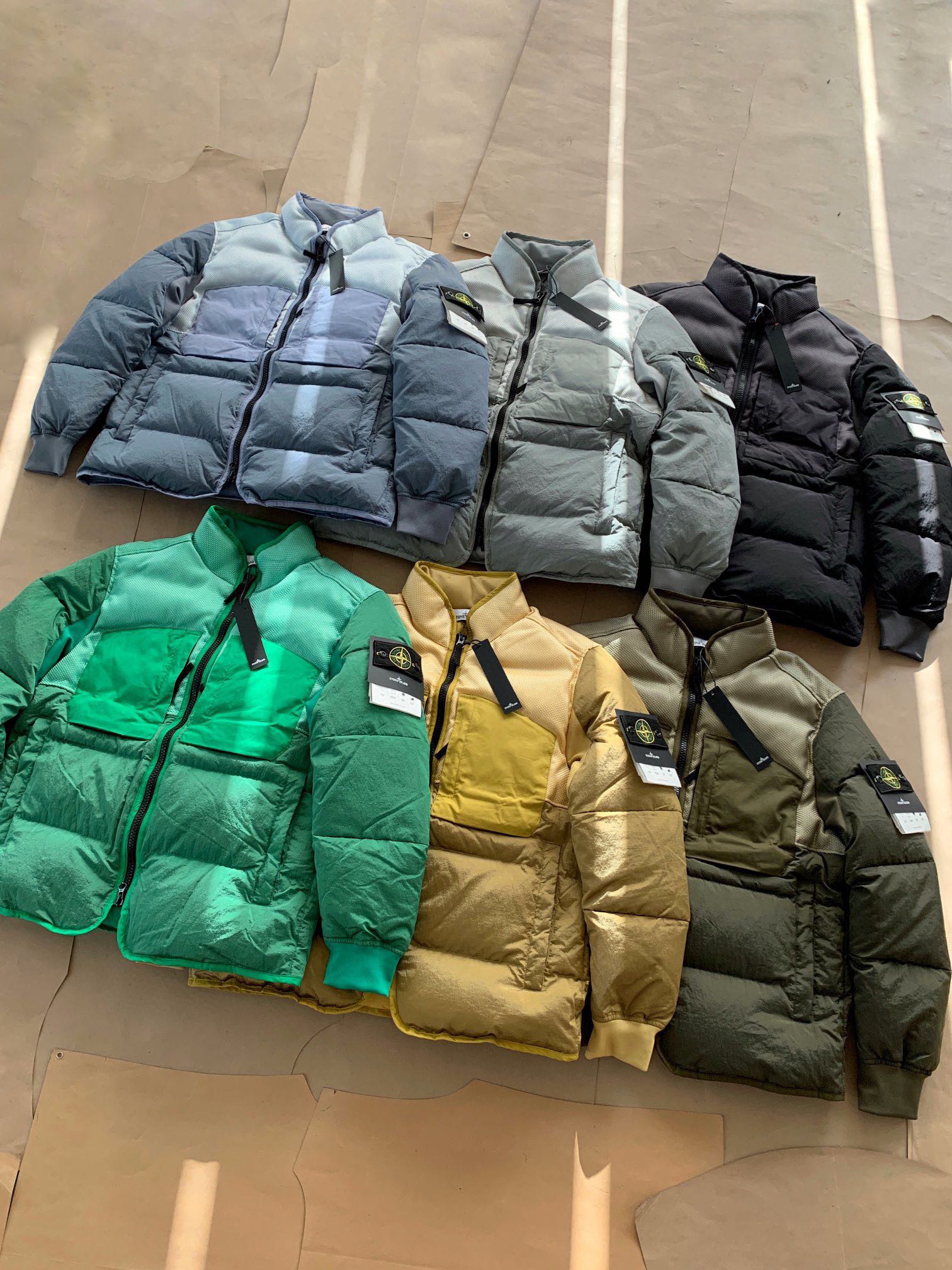 Stone Island Clothing Coats & Jackets Black Blue Dark Green Khaki Light Splicing Fabric Nylon Fall/Winter Collection Fashion Casual